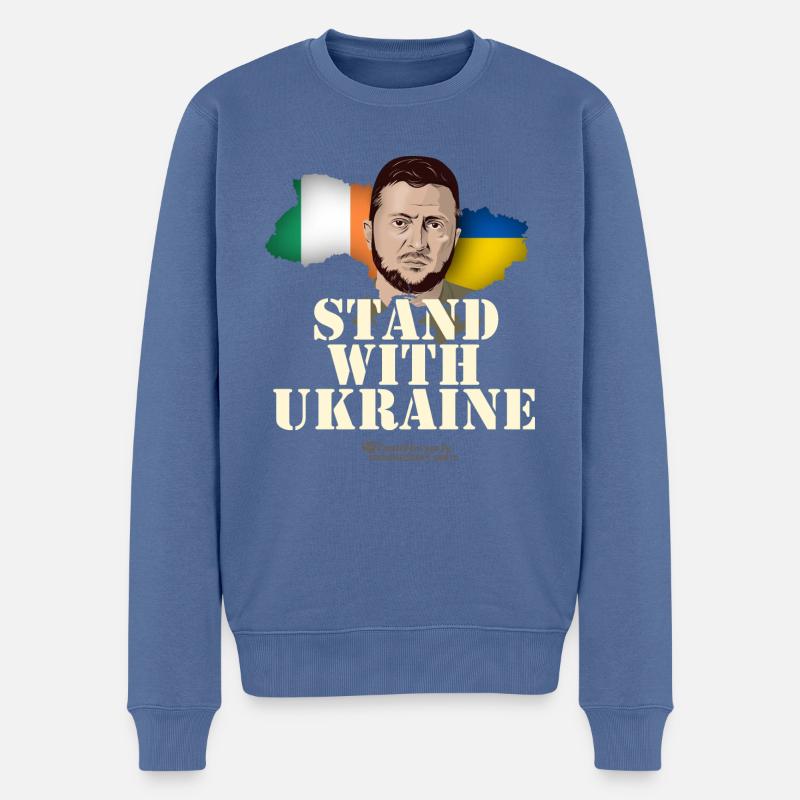 Ukraine Irland - Männer Premium Bio Pullover - Taubenblau