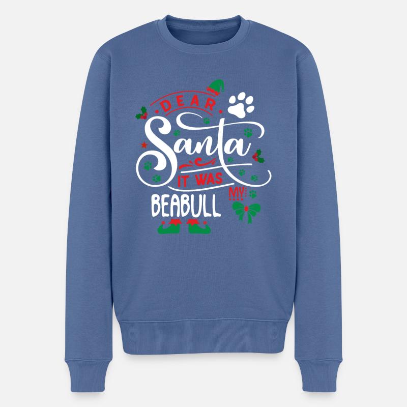 Weihnachten Weihnachtsmann Hund Beabull - Männer Premium Bio Pullover - Taubenblau