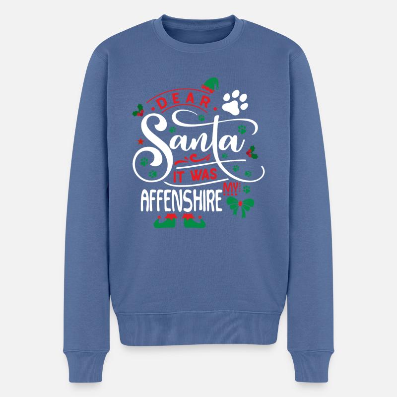 Weihnachten Weihnachtsmann Hund Affenshire - Männer Premium Bio Pullover - Taubenblau