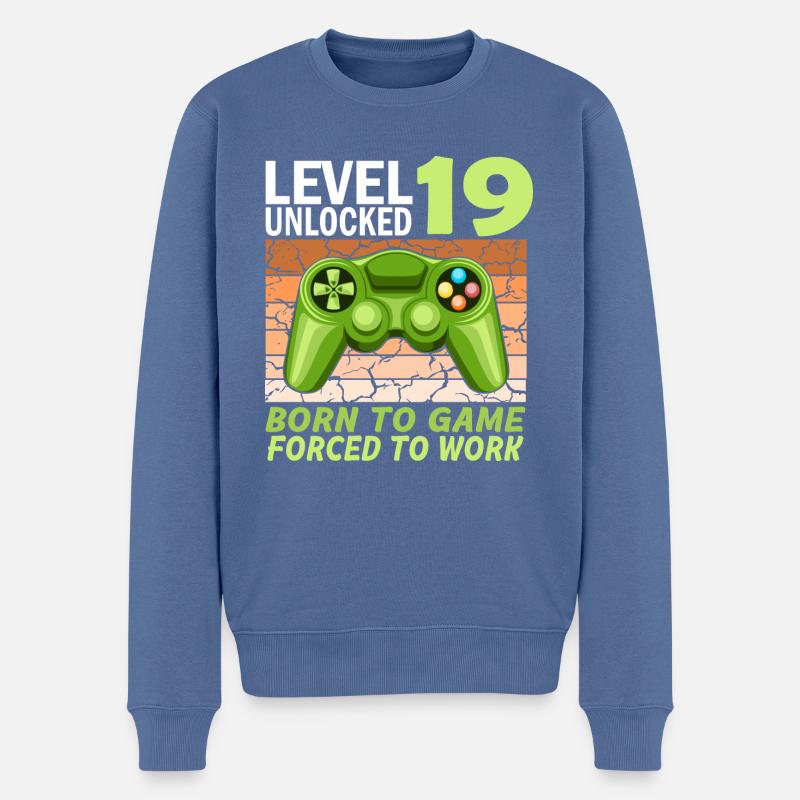 19. Geburtstag Gamer Videospiele - Männer Premium Bio Pullover - Taubenblau