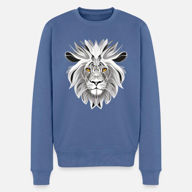 Löwe Kunst Design Portrait Illustration - Männer Premium Bio Pullover - Taubenblau