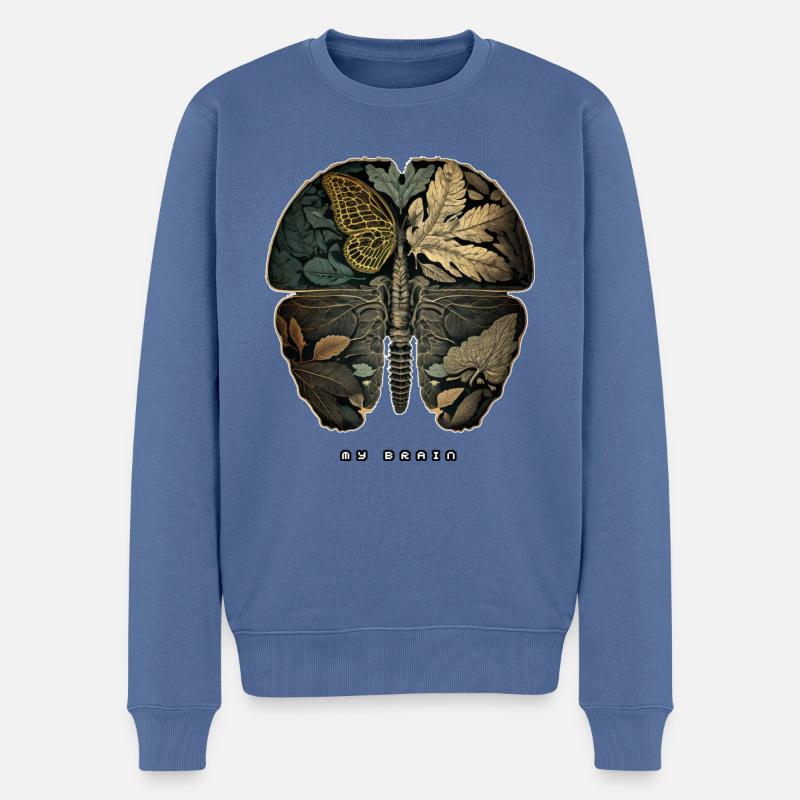 Butterfly Brain Ur-Tshirt - Männer Premium Bio Pullover - Taubenblau