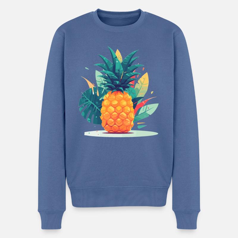 Ananas - Männer Premium Bio Pullover - Taubenblau