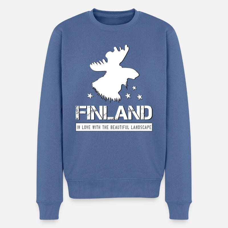 Finland - Männer Premium Bio Pullover - Taubenblau