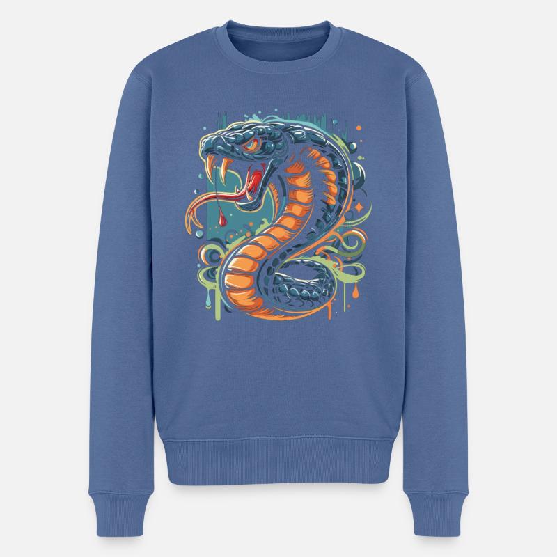 Cobra graffiti - Pull Premium bio Homme - bleu pigeon