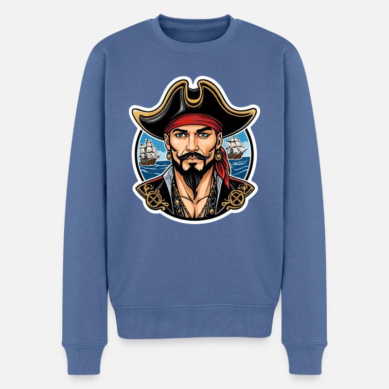 Pirate Style Néo Traditionnel - Pull Premium bio Homme - bleu pigeon
