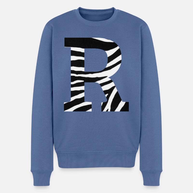 Buchstabe r zebra - Männer Premium Bio Pullover - Taubenblau