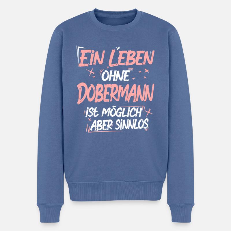 Dobermann - Männer Premium Bio Pullover - Taubenblau