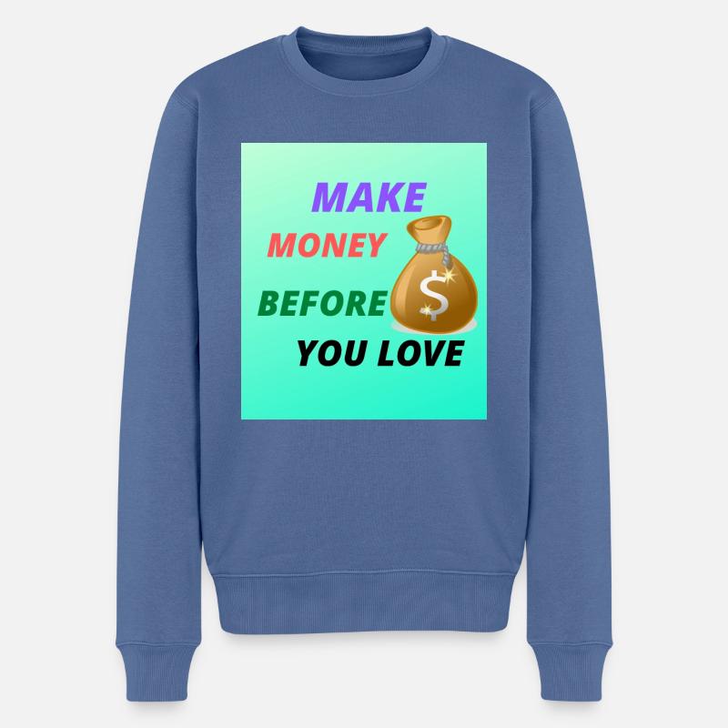 GELD VERDIENEN2 - Männer Premium Bio Pullover - Taubenblau