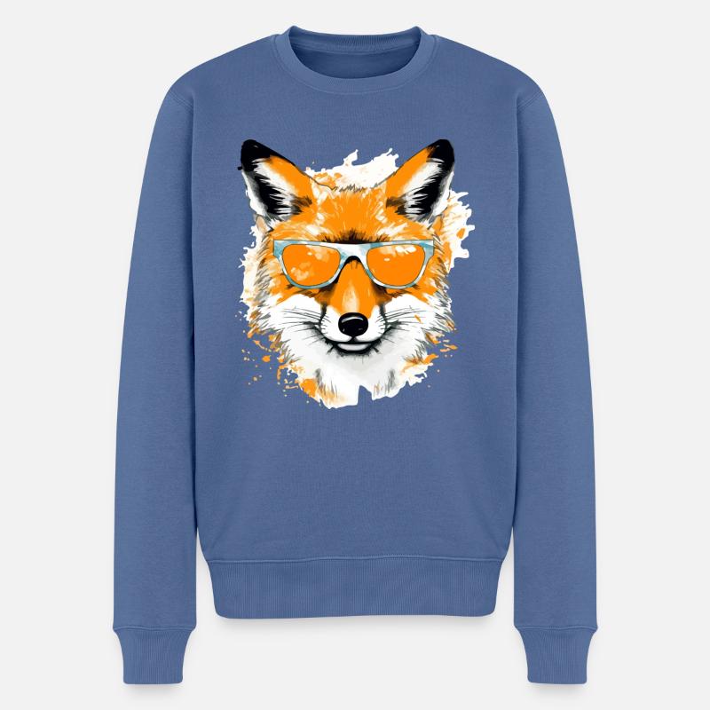 Krik der Fuchs - Männer Premium Bio Pullover - Taubenblau