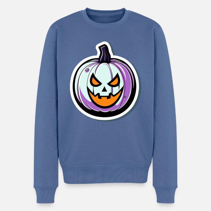 Dessin d’Halloween citrouille - Pull Premium bio Homme - bleu pigeon