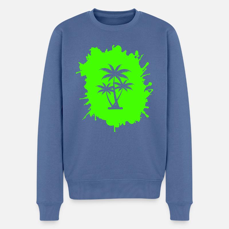 Blobs de palmier - Pull Premium bio Homme - bleu pigeon