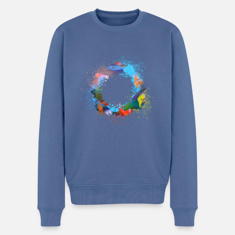 blumenkranz,leer, kranz,graffti,bunt,blumen - Männer Premium Bio Pullover - Taubenblau