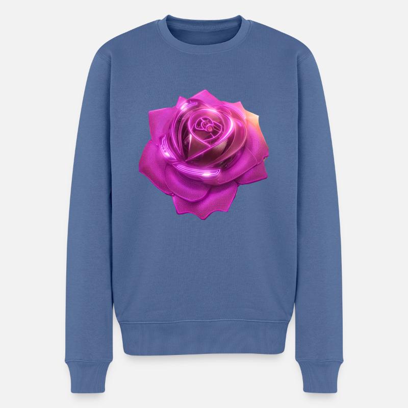 Rose, pink, Metall,,metallisch, high tech - Männer Premium Bio Pullover - Taubenblau
