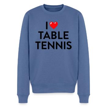 I love Table Tennis Tischtennis - Men's Premium Organic Jumper - stone blue - Front - Nico (187cm)