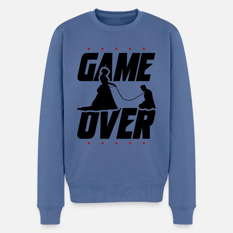 Game Over Mariage des mariés - Pull Premium bio Homme - bleu pigeon