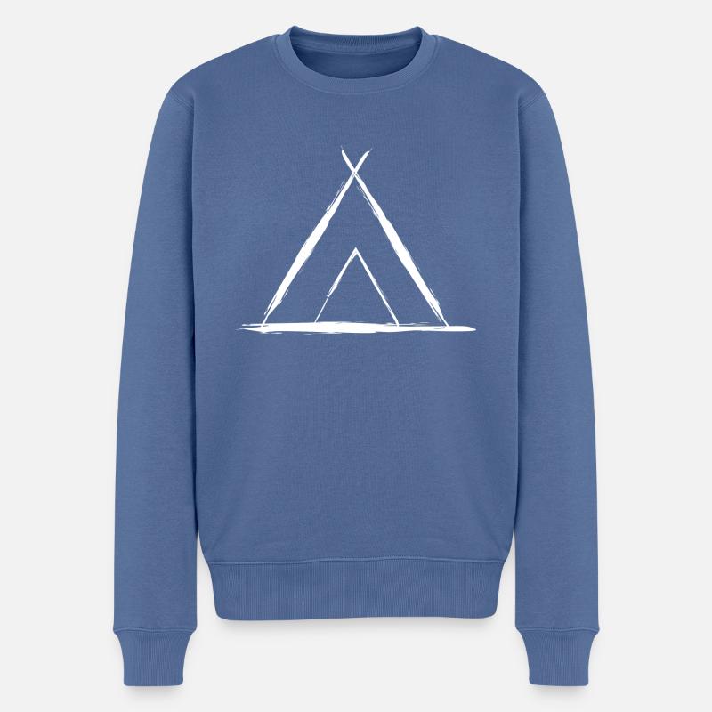 Tente, camping, camping, camping - Pull Premium bio Homme - bleu pigeon