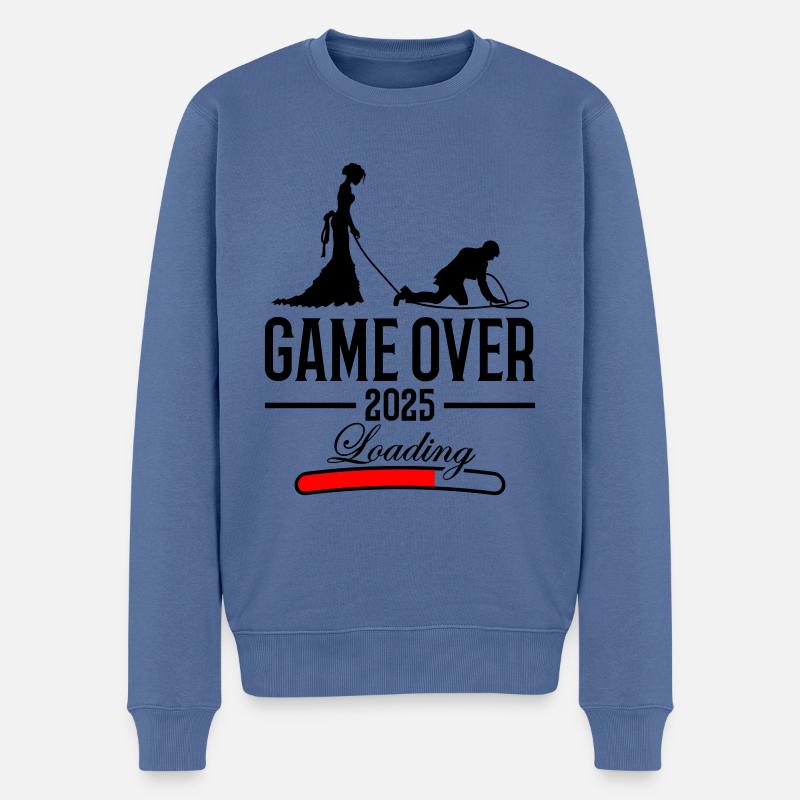 Wedding Loading 2025 Game Over - Pull Premium bio Homme - bleu pigeon