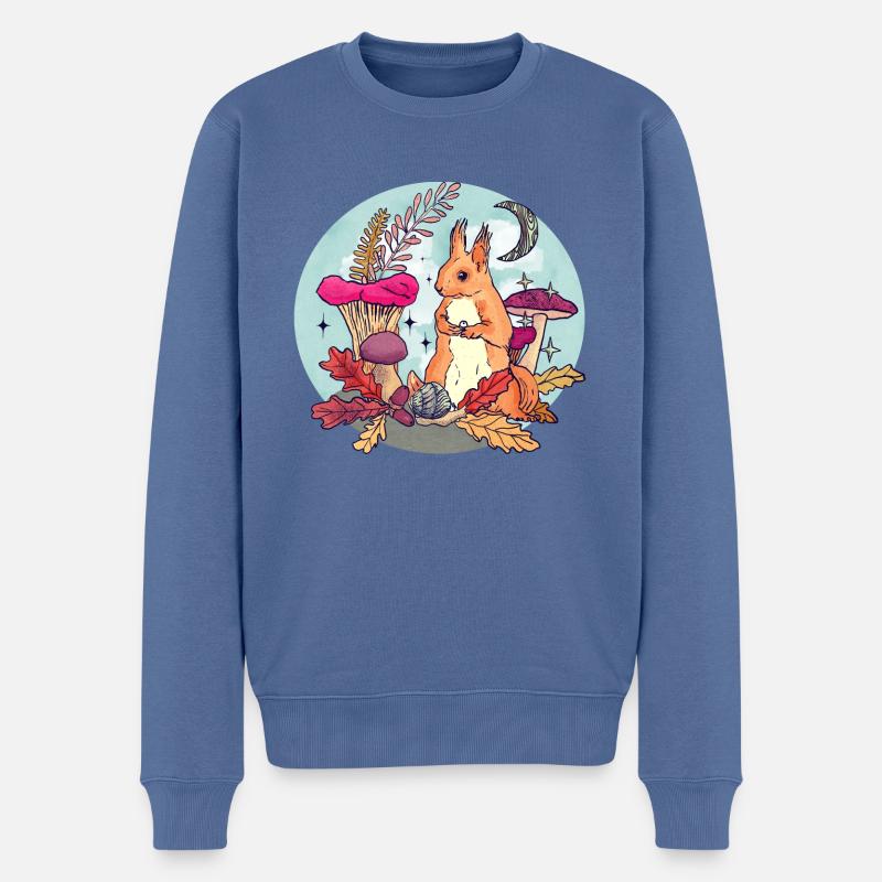 Cottagecore Eichhörnchen Koloriert - Männer Premium Bio Pullover - Taubenblau