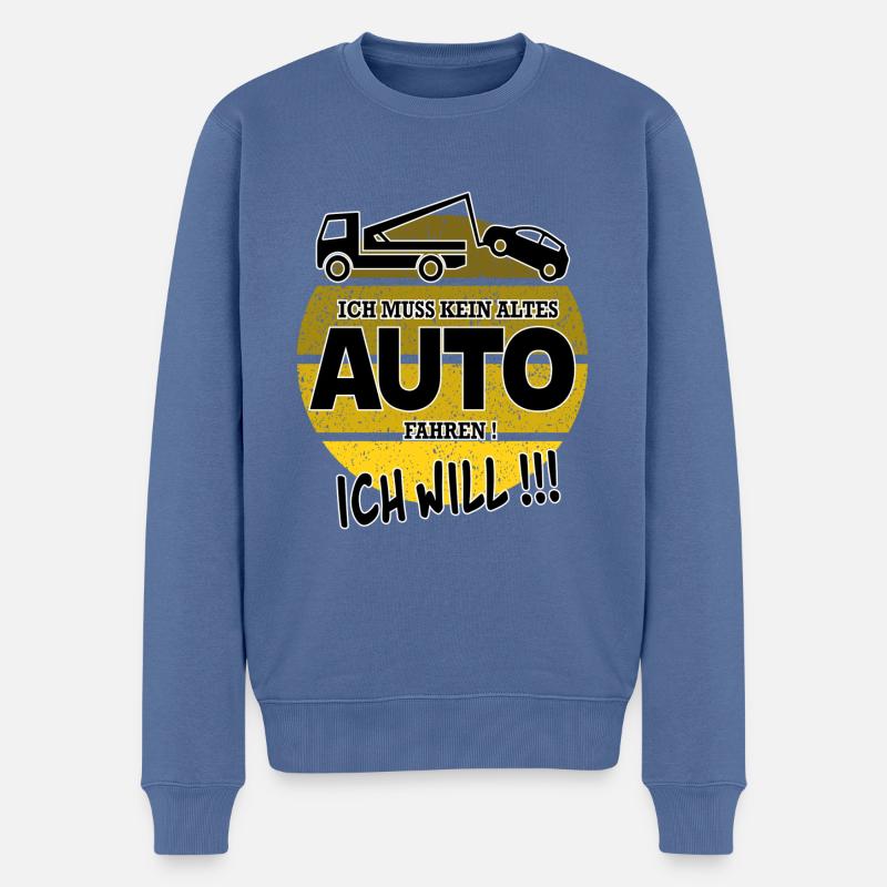 Altes Auto fahren - Männer Premium Bio Pullover - Taubenblau