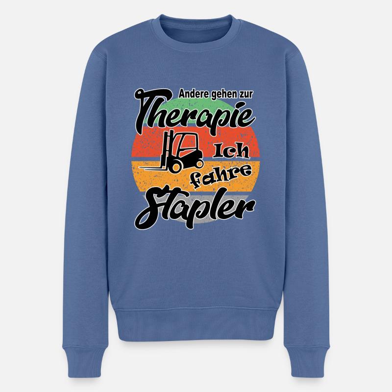 Staplerfahrer Gabelstapler Therapie - Männer Premium Bio Pullover - Taubenblau
