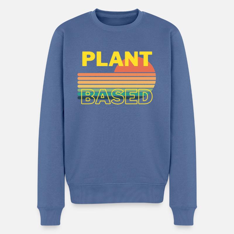 Plant Based - Männer Premium Bio Pullover - Taubenblau