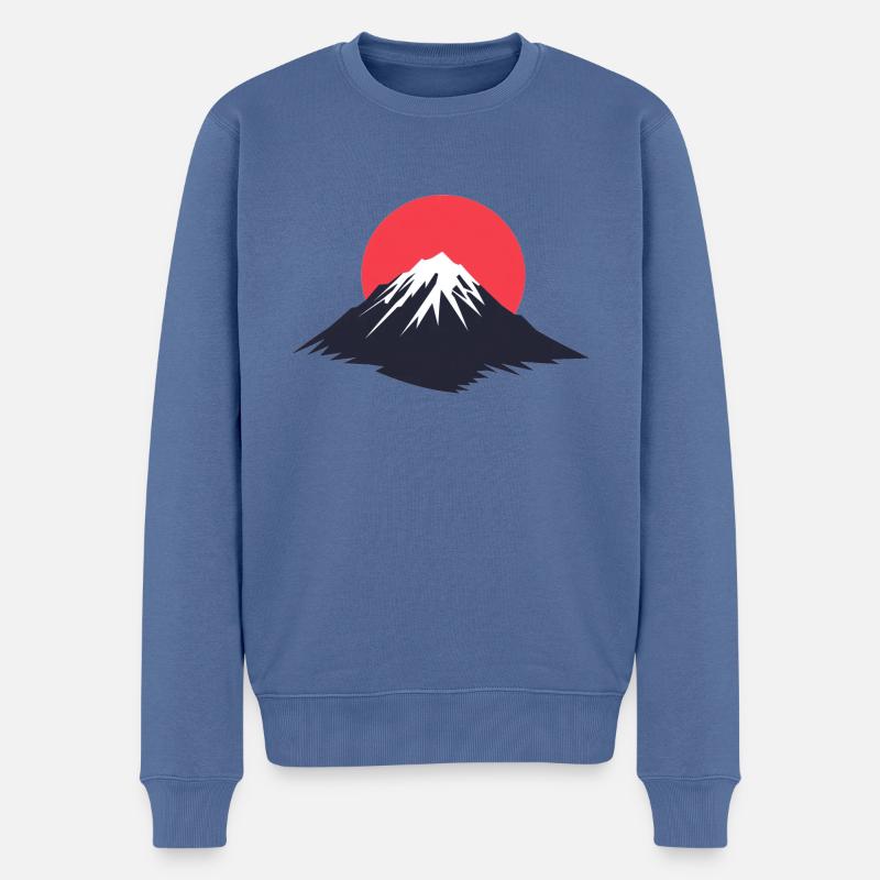 Bergzeichnung, Berglogo, Sonne - Männer Premium Bio Pullover - Taubenblau
