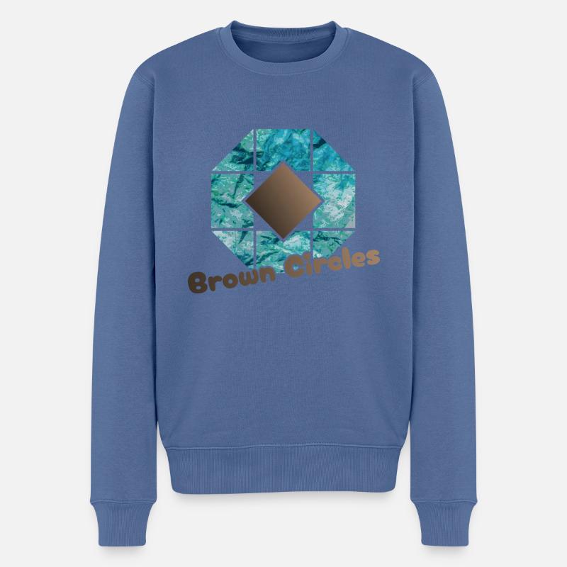 Abstrakte achteckige braune Kreise - Männer Premium Bio Pullover - Taubenblau