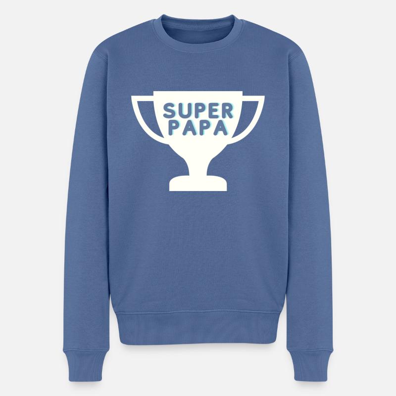 SUPERPAPA 2 - Pull Premium bio Homme - bleu pigeon