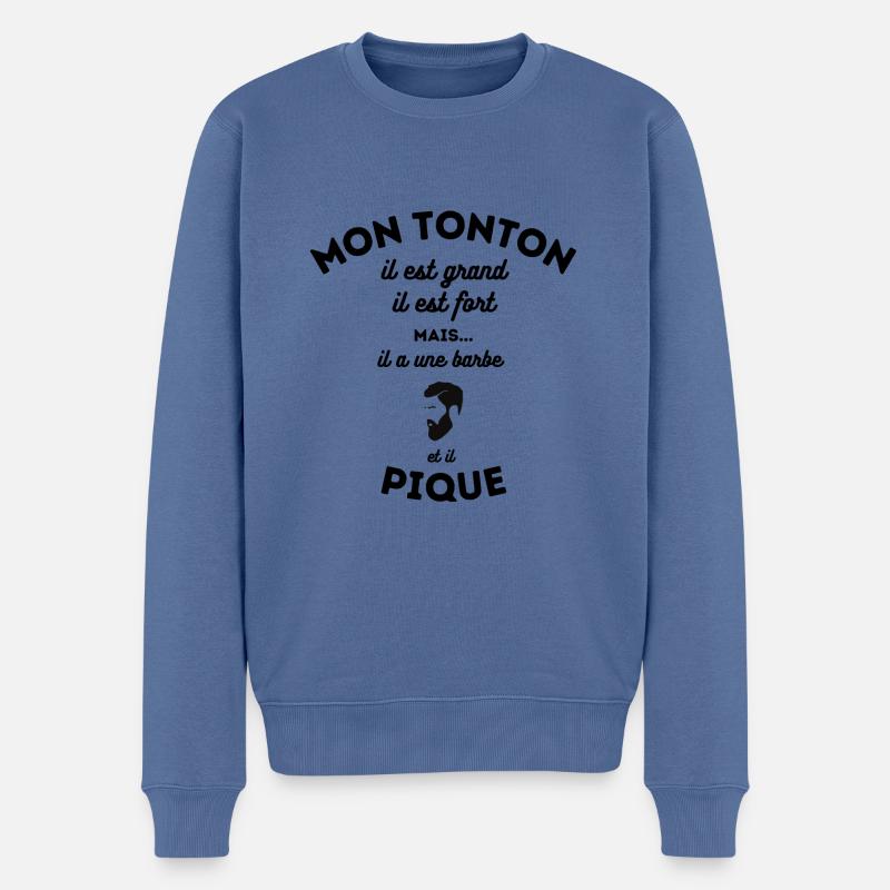 Mon tonton barbu pique - Pull Premium bio Homme - bleu pigeon