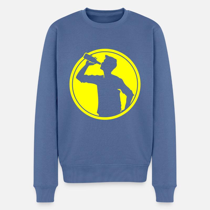 Silhouette de bière buveuse - Pull Premium bio Homme - bleu pigeon