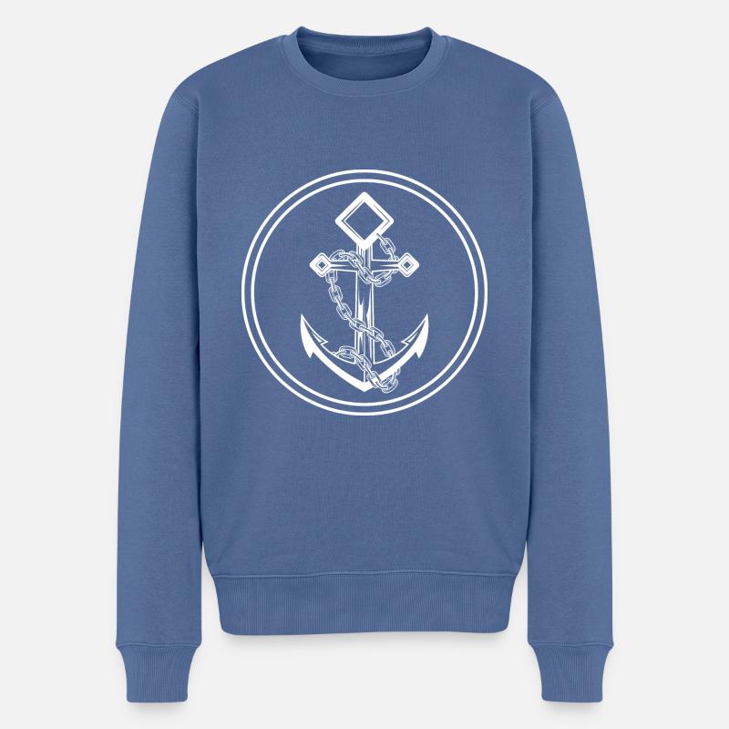 Anker Hafen Symbol - Männer Premium Bio Pullover - Taubenblau