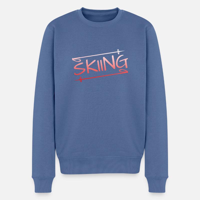 skiing - Männer Premium Bio Pullover - Taubenblau