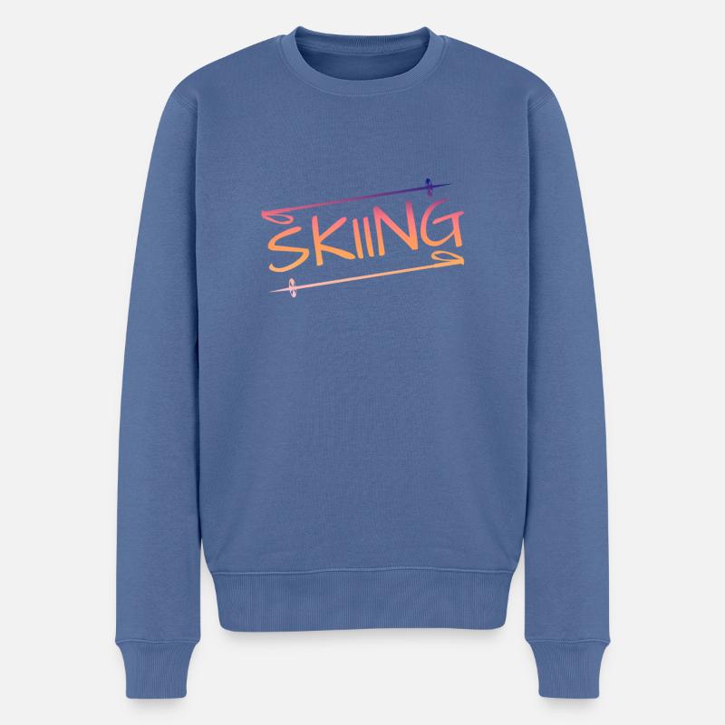Skiing skiing - Männer Premium Bio Pullover - Taubenblau