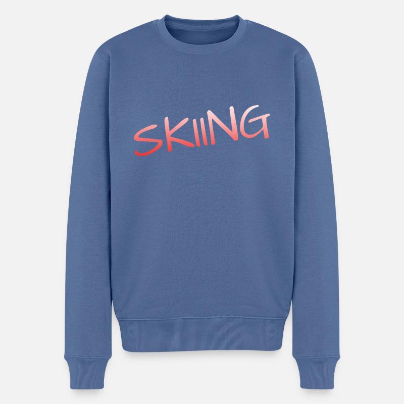 Skiing Ski fahren - Männer Premium Bio Pullover - Taubenblau