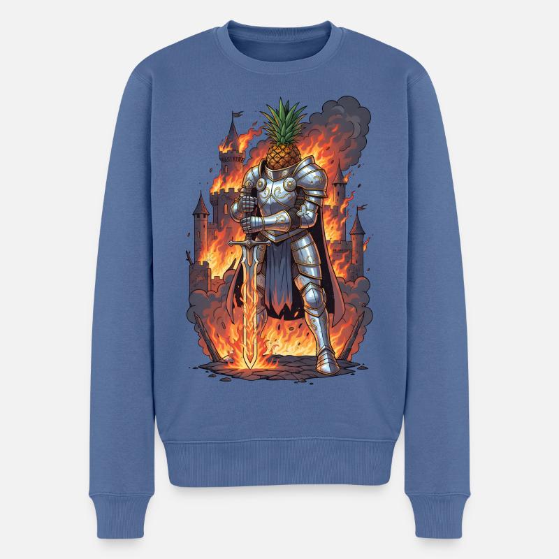 Ananas Ritter im Feuerschloss - Männer Premium Bio Pullover - Taubenblau