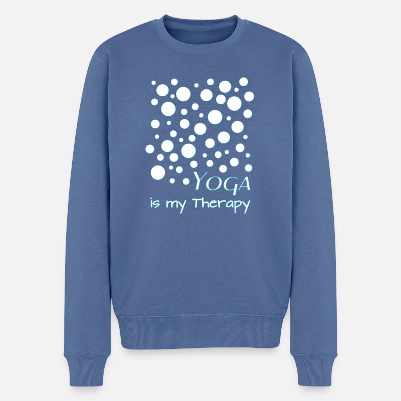 Yoga is my Therapy - Männer Premium Bio Pullover - Taubenblau