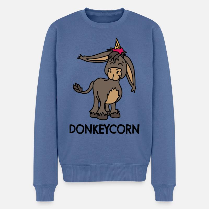 Esel Einhorn Donkeycorn - Männer Premium Bio Pullover - Taubenblau