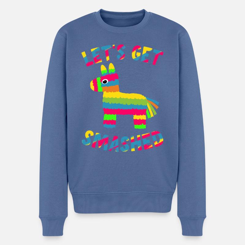Faisons smashed Pinata - Pull Premium bio Homme - bleu pigeon