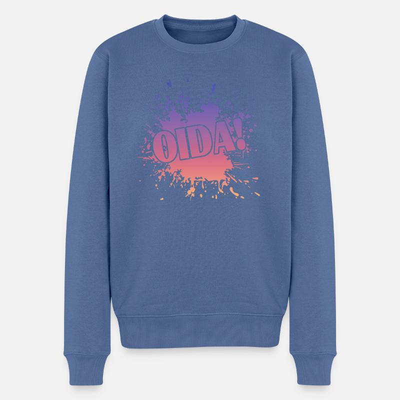 Oida Bayern - Männer Premium Bio Pullover - Taubenblau