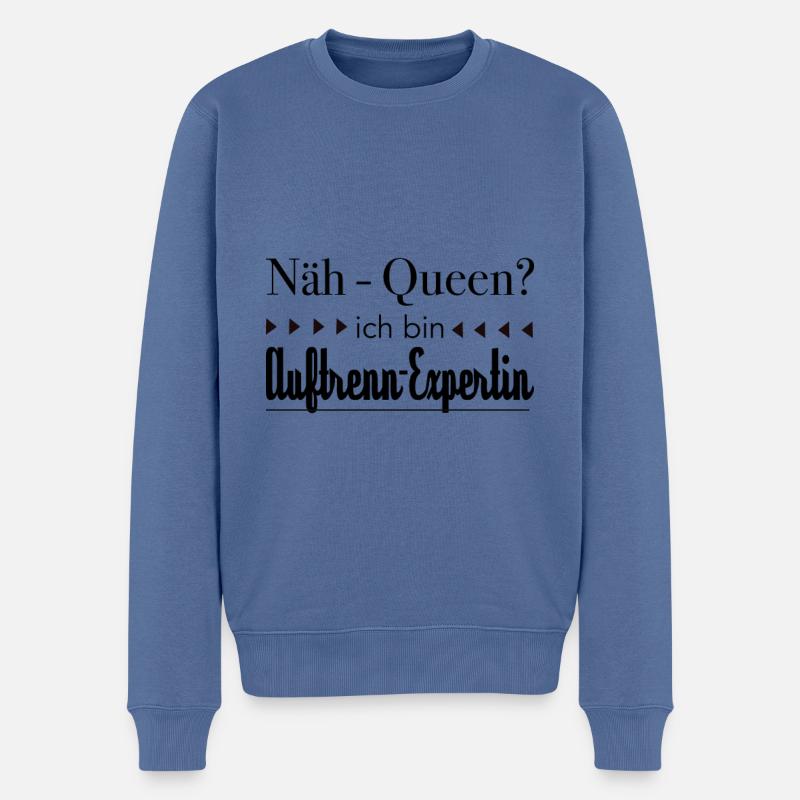 Nähen lustige Spruch - Männer Premium Bio Pullover - Taubenblau