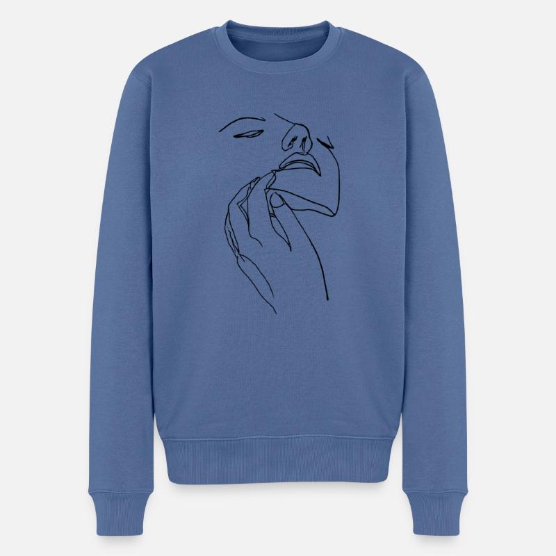 Grace #1 (Schwarz) - Männer Premium Bio Pullover - Taubenblau