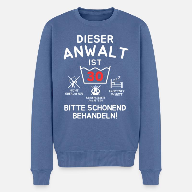 Dieser Anwalt ist 30. Schonend behandeln - Männer Premium Bio Pullover - Taubenblau