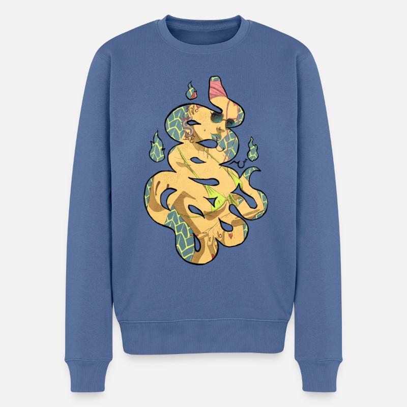 Hebi - Serpent - Pull Premium bio Homme - bleu pigeon