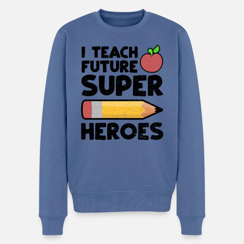 I Teach Future Superheroes - Männer Premium Bio Pullover - Taubenblau