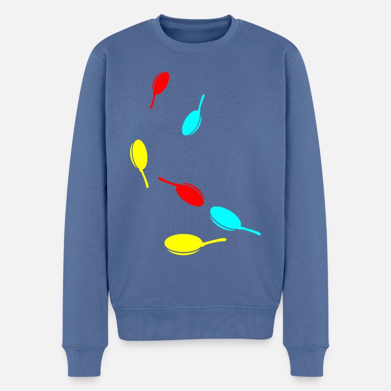 Pfanne Symbol - Männer Premium Bio Pullover - Taubenblau