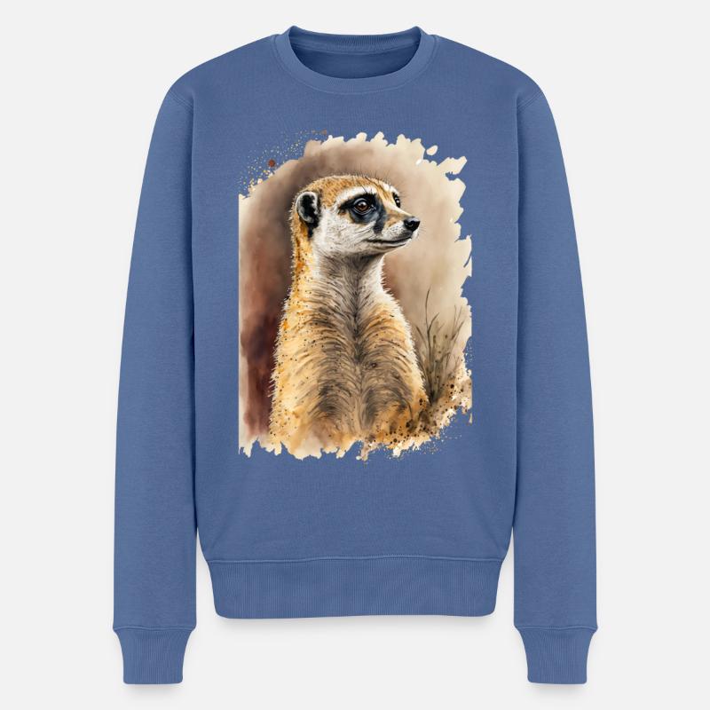 Aquarelles de suricates mignonnes - Pull Premium bio Homme - bleu pigeon