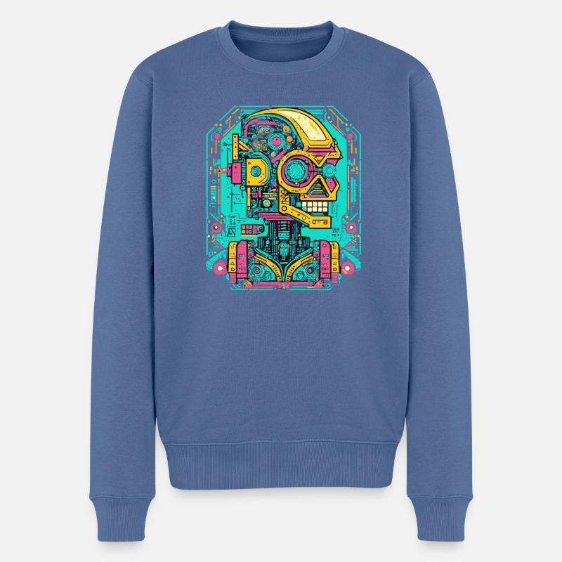 Robot IA Cyberpunk - Pull Premium bio Homme - bleu pigeon
