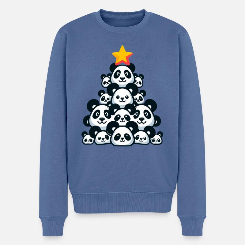 Weihnachtspanda - Festliche Stimmung mit Pandabär - Männer Premium Bio Pullover - Taubenblau