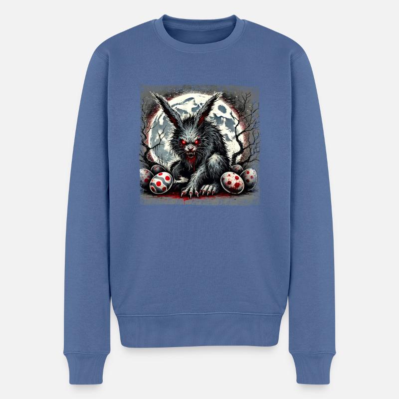 Gruseliger Werwolf Osterhase - Männer Premium Bio Pullover - Taubenblau